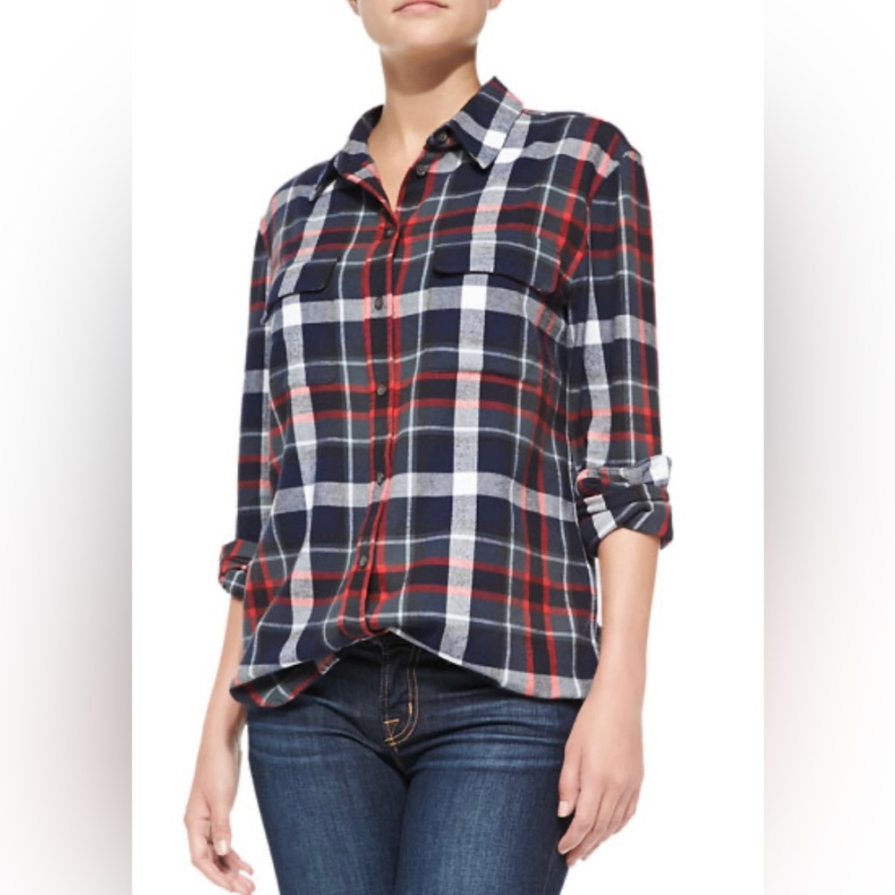 Equipment Signature Shirt in plaid Flannel Navy/Red/White M